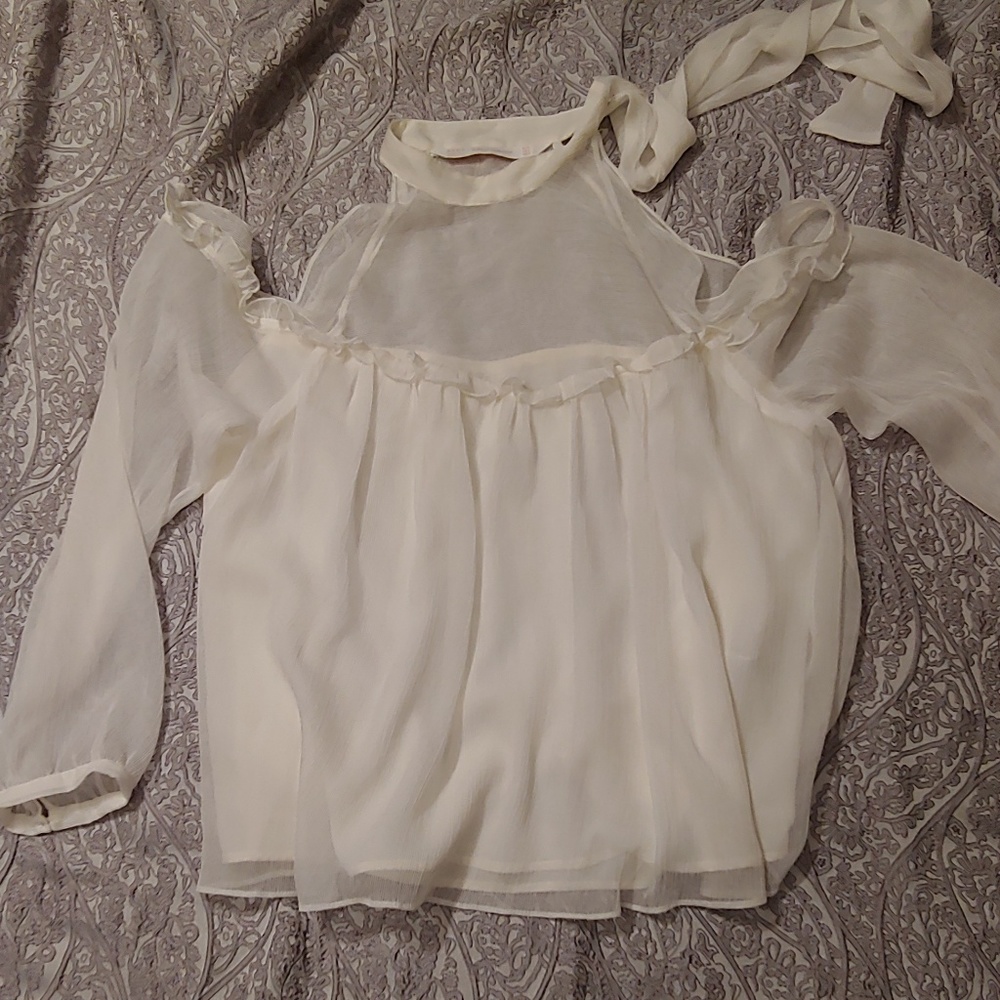 Zara Cold Shoulder Flowy Blouse